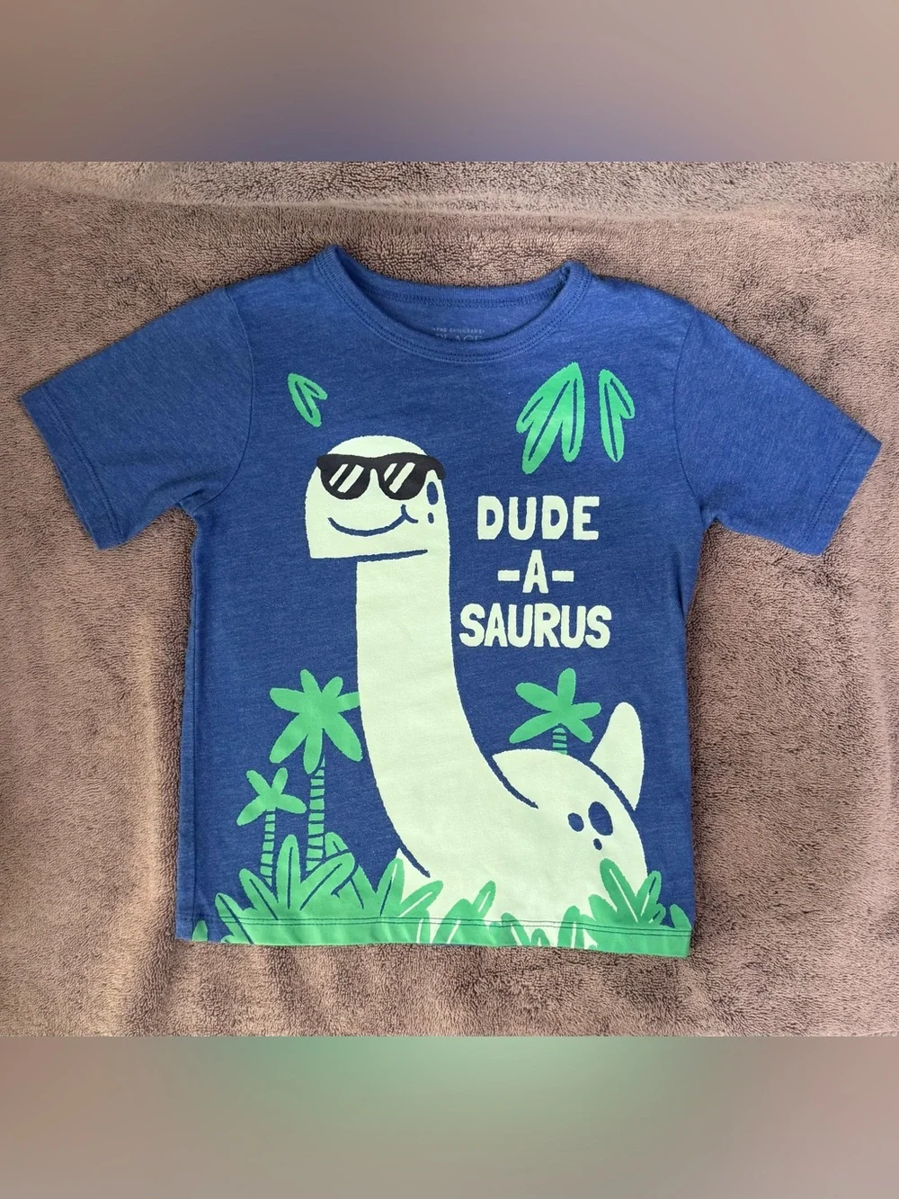 The Children's Place Blue Tee with Green Dino Graphic